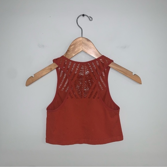 Forever 21 Crop Tank Top Cut Out Ribbed Stretchy  Terracotta Orange Size Medium - Picture 4 of 5